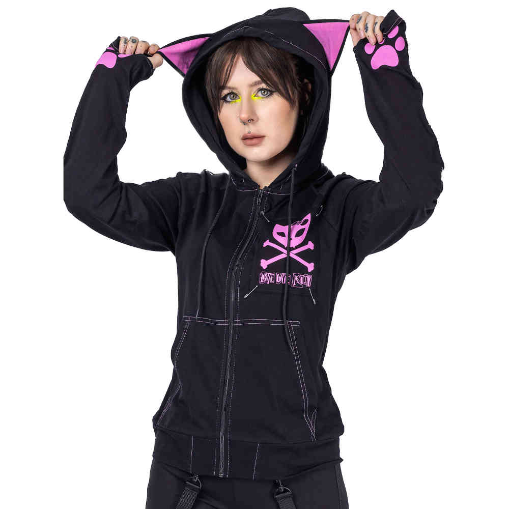 Bye Bye Kitty - BBK VOID Vest met capuchon - Zwart/Roze